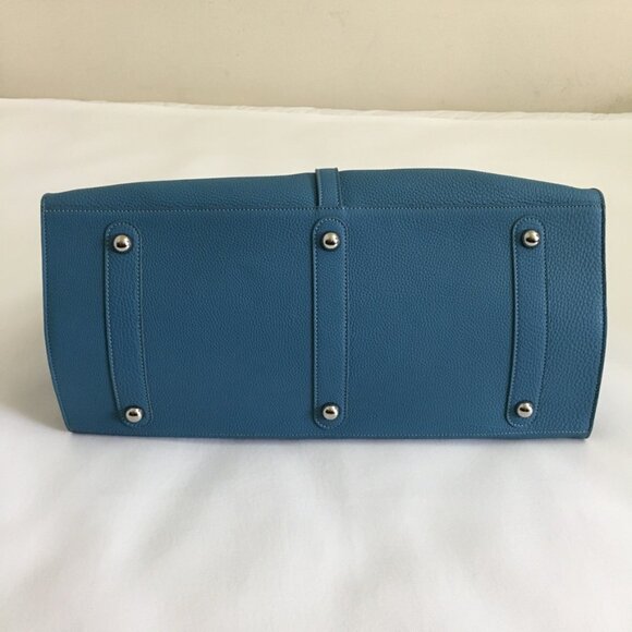 NWT Nagatani Made in Japan Large Tote w/Dust bag Blue Leather - Picture 7 of 16